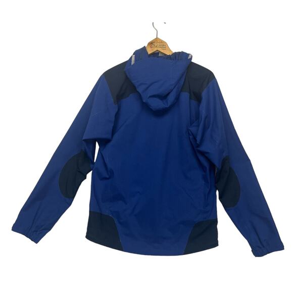 Patagonia Rain Jacket Mens Size Medium Hooded Elbow Patches Blue Full Zip EUC - Picture 2 of 11